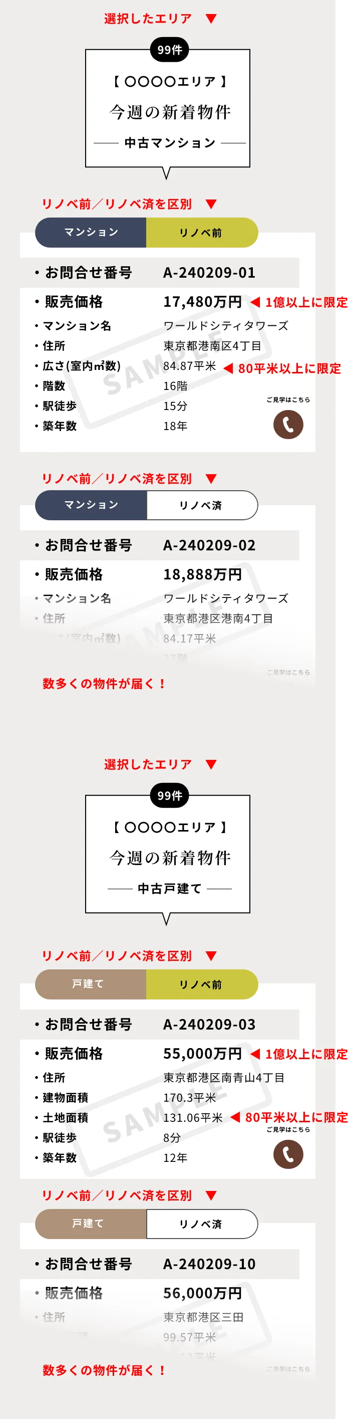 今週の新着物件のサンプル