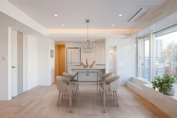 マンションリフォーム事例：大理石が彩るホワイトモダンな空間 #22352