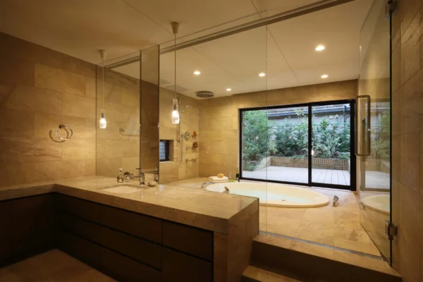 洗面所・洗面台リフォーム事例：グリーンを感じる洗面室