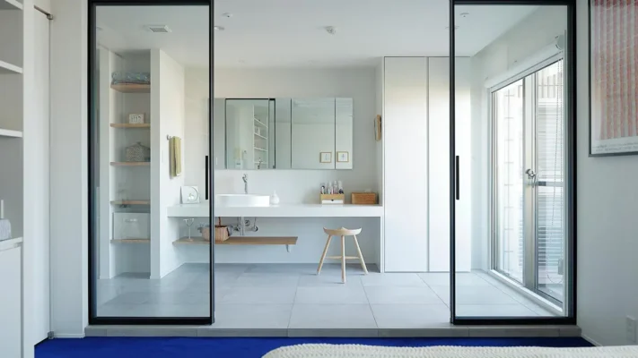 洗面所・洗面台リフォーム事例：ベッド続きのパウダールーム