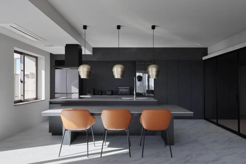 Contemporary kitchen with タワーマンションリフォーム事例_ホテルライク #24162